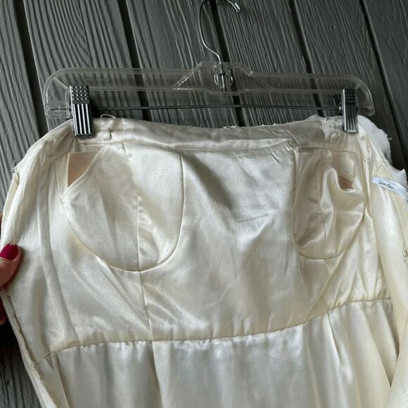 Calvin Klein Silk Strapless Maxi Dress Size 8 Bridal Wedding Gown Formal White - Picture 5 of 14